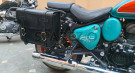 For Royal Enfield Goan Classic 350 Leather Pannier Bags Black With Mounting - SPAREZO For Royal Enfield Goan Classic 350 Leather Pannier Bags Black With Mounting - SPAREZO